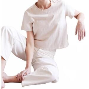 NEW IT IS WELL L.A. round neck short sleeves crop tee in natural